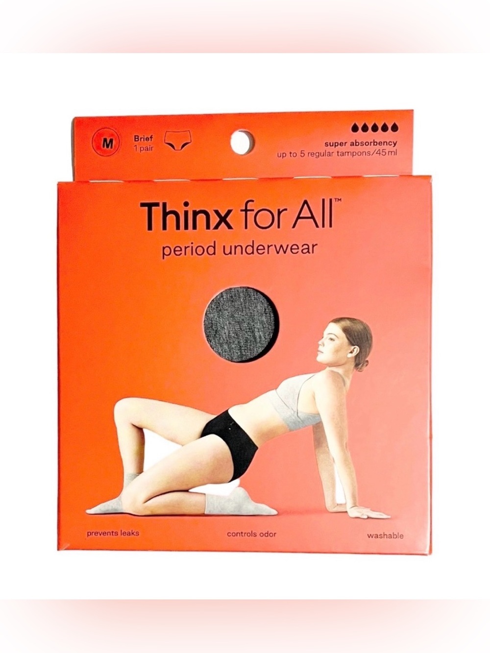 Thinx For All Period Underwear Briefs Women’s Size M Gray New